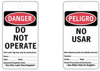 Reusable Durable Lock Out Tag Out Tags , Bilingual Paper Lockout Safety Tags