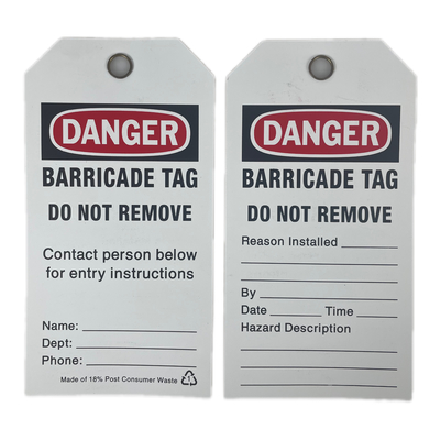 Étiquette en plastique étiquette dangereuse barricade étiquette PVC durable pour la sécurité étiquette