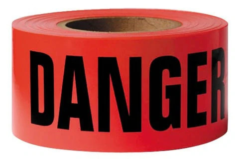 Tape d'avertissement PE imprimée sur mesure non adhésive en rouleau rouge