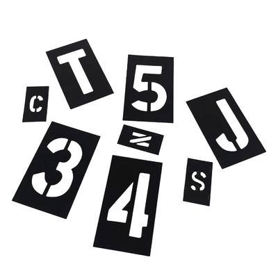 Stencils en PVC imprimés sur mesure, lettres noires et numéros, stencils à découpe