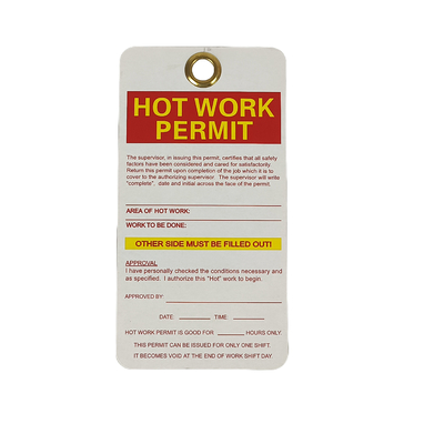 Étiquette de sécurité en plastique personnalisée 14,7x7,7 cm avec œil métallique