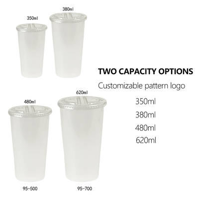 Coupe de thé au lait double à part en plastique avec couvercle