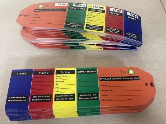 Custom Flange Tag with 70*260MM Size 7MM Mounting Hole and 3 Stage Design for Safety Lockout