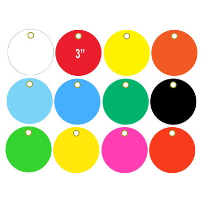 Custom Printed Logo Colored PVC Circled  Waterproof Tags Plastic Round Tags