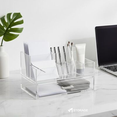 Modern for Acrylic Storage Box for Home Office & Bathroom Desk Storage